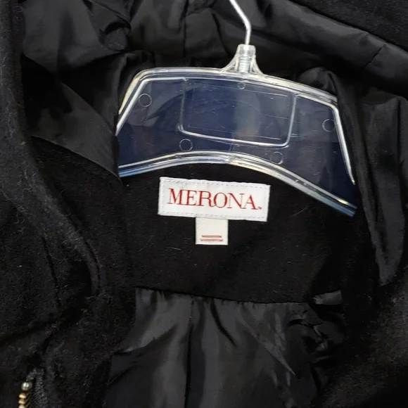 NEW Merona Womens Black Wool HOODED Full Zip Multi Pocket Cozy Jacket - Picture 4 of 10